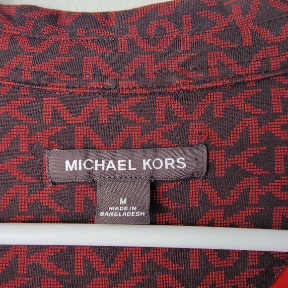 Michael Kors Men's Red & Black Signature Logo Monogram Polo Shirt Size Medium - Picture 8 of 9